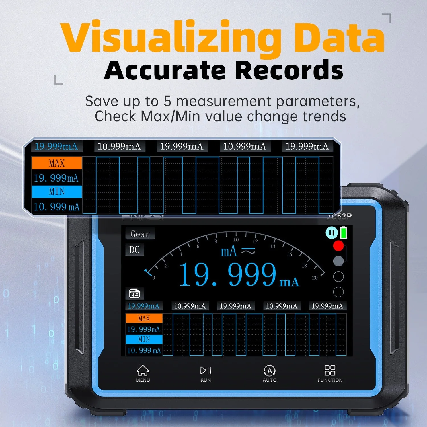FNIRSI® 2C53P 3-IN-1 50MHz 250MS/s Dual Channel Tablet Touchable Oscilloscope Multimeter DDS Generator - Image 7