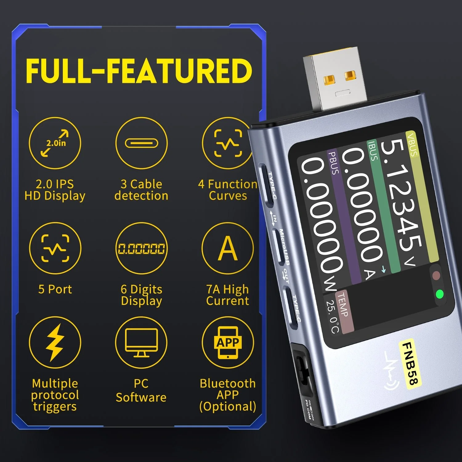 FNIRSI® FNB58 USB Fast Charge Tester - Image 3